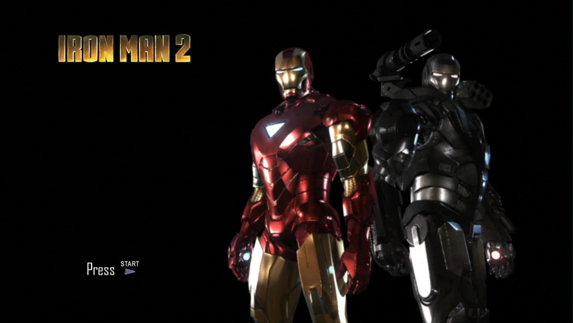 Iron Man 2 PS3 game title press start screen