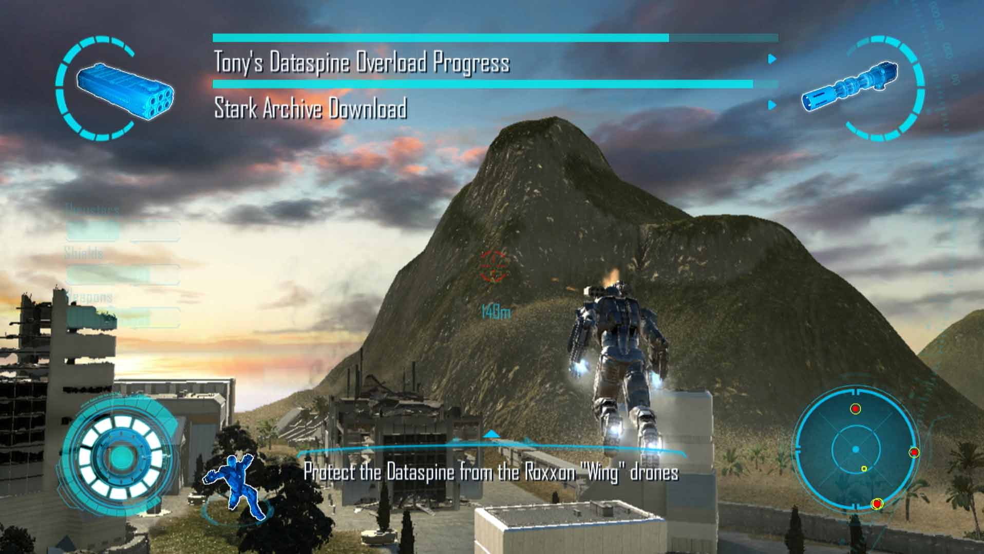 Iron Man 2 PS3 flying gameplay protect dataspine