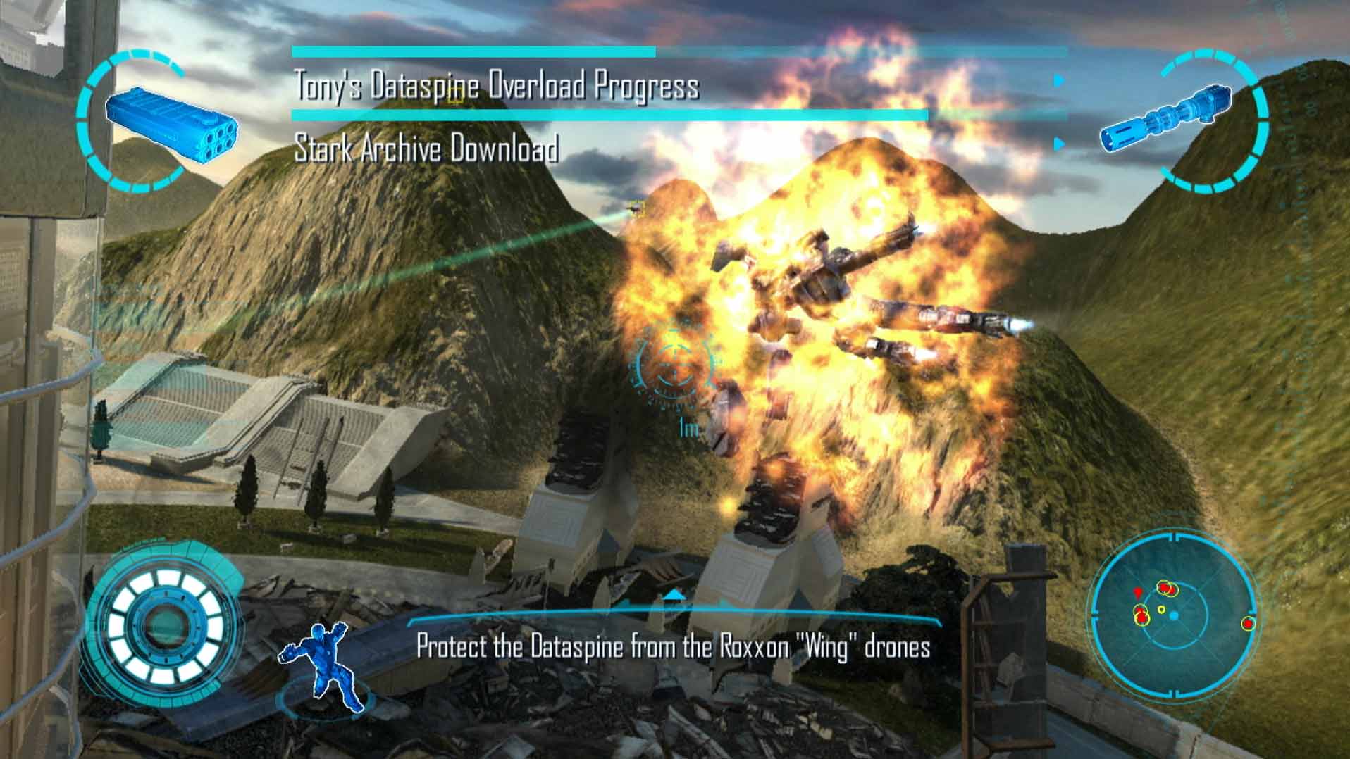 Iron Man 2 PS3 explosion sky screenshot