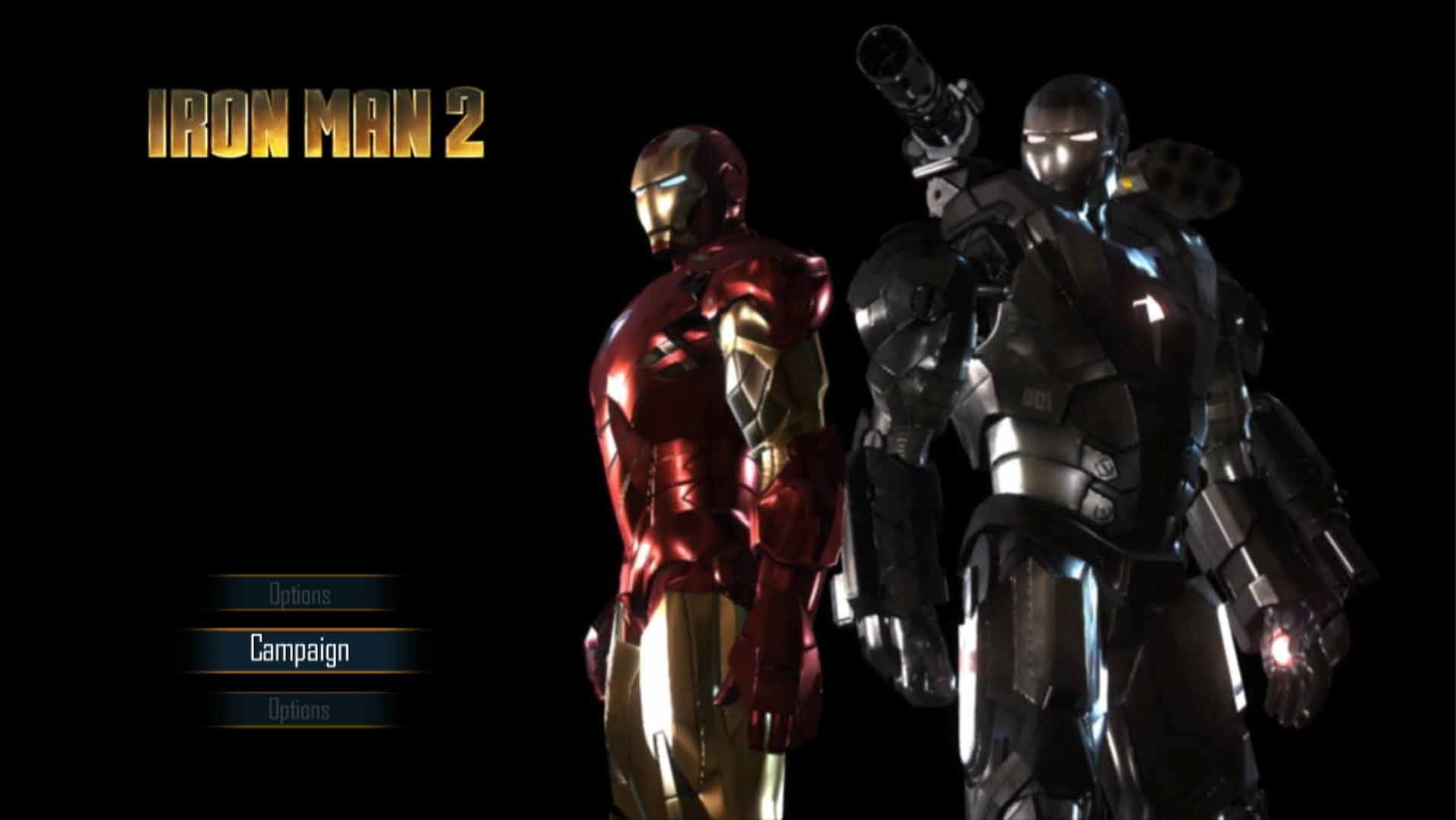 Iron Man 2 PS3 video game main menu screen