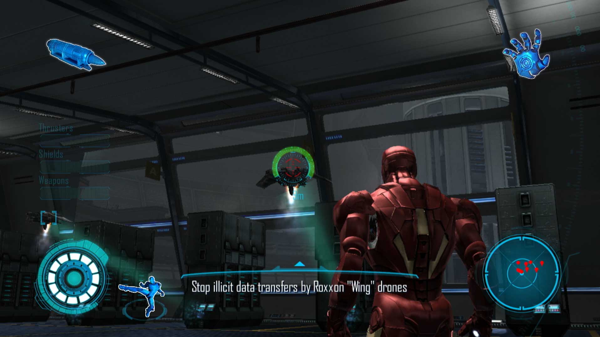 Iron Man 2 PS3 drone aiming targeting screenshot