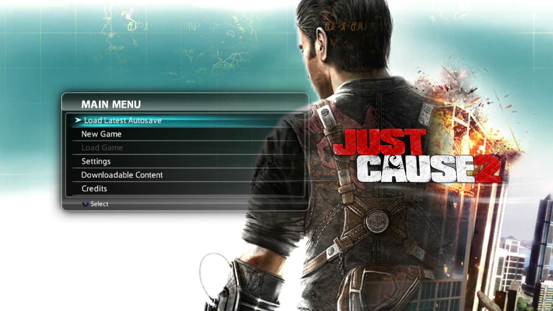 video game main menu screen