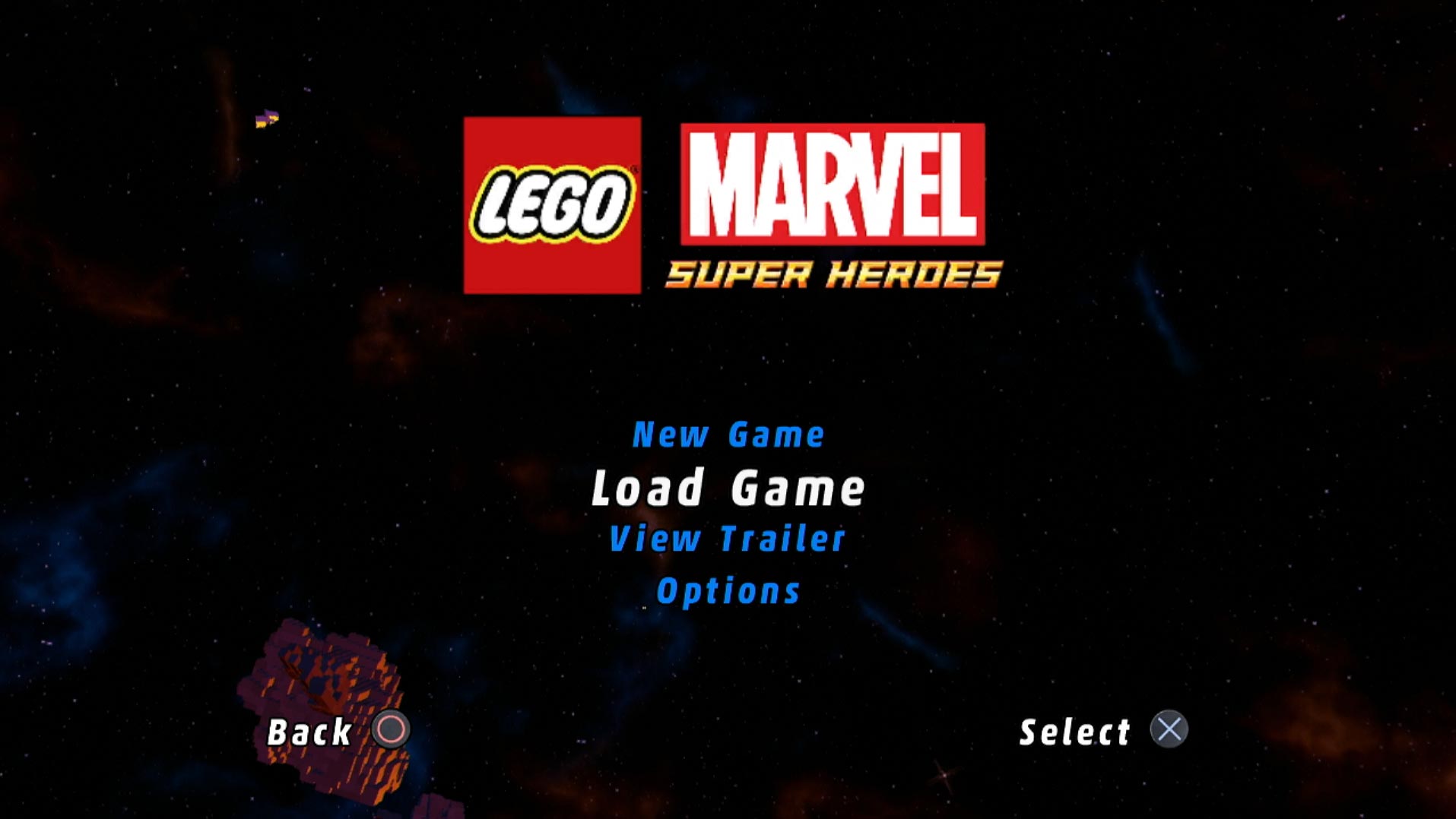 video game main menu screen