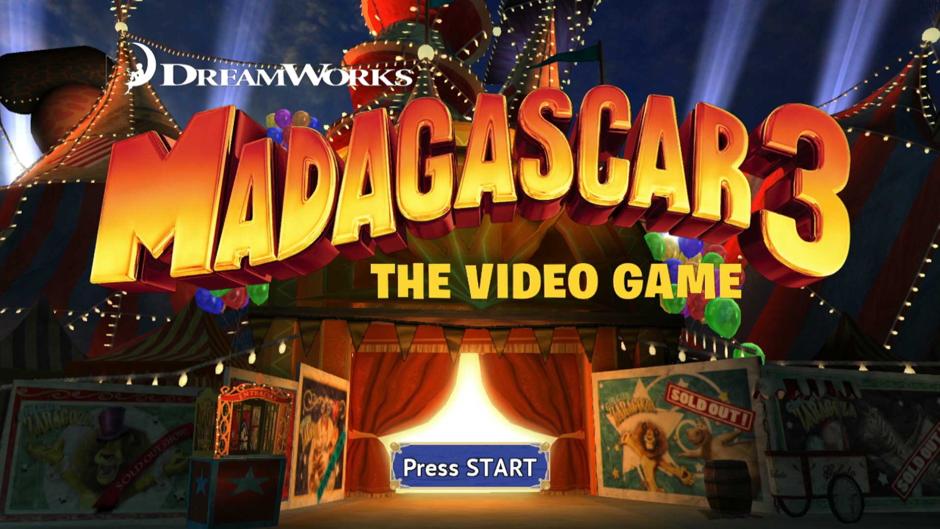 game title press start screen