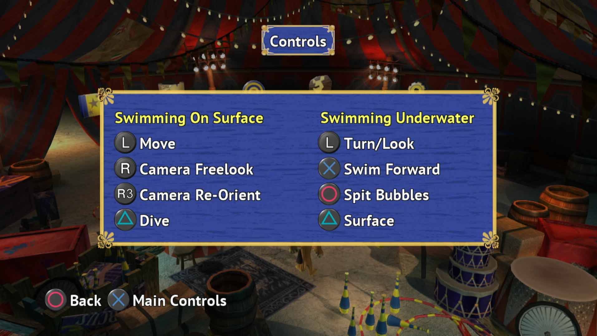 swimming controller button layout