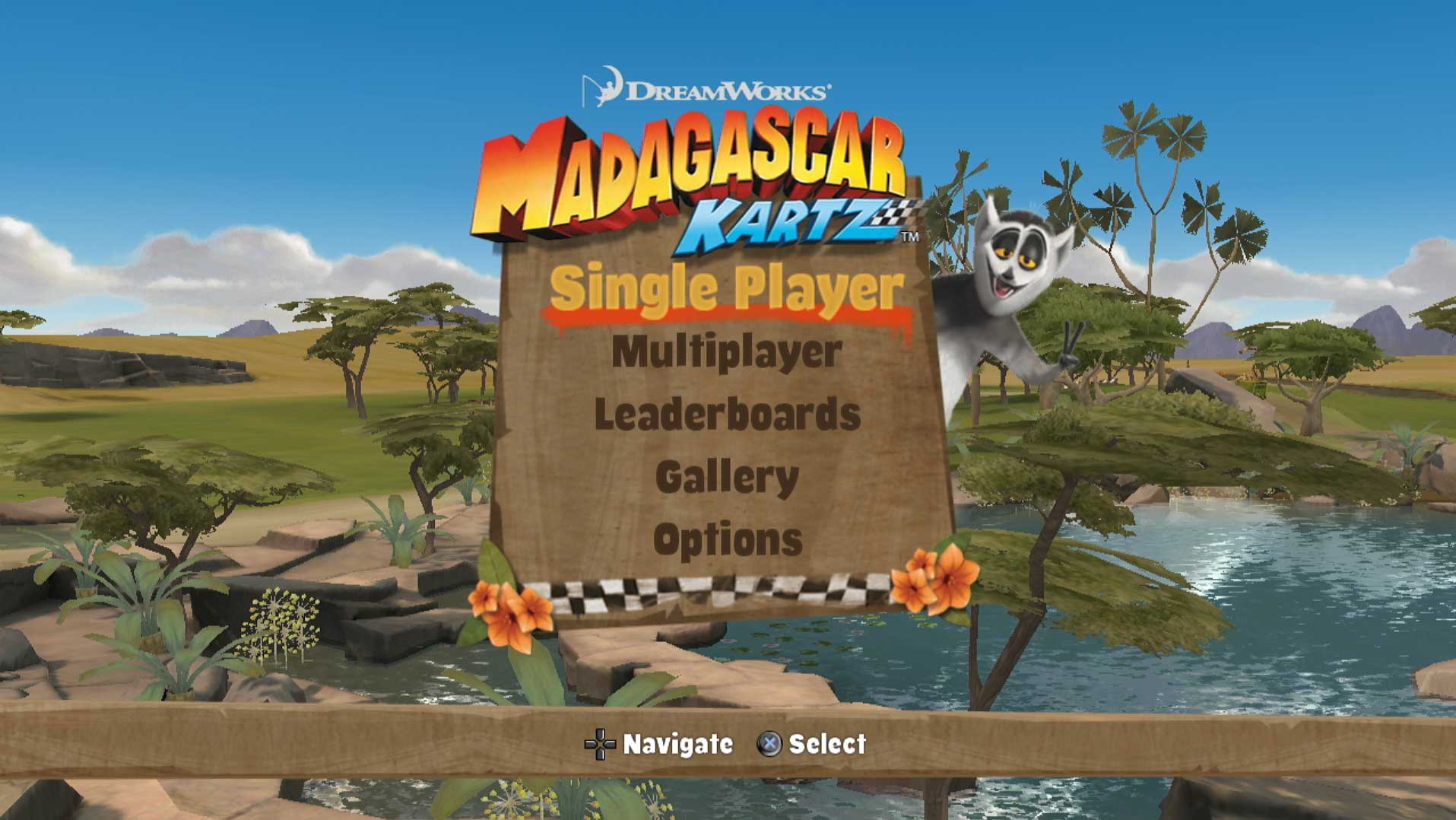 video game main menu screen