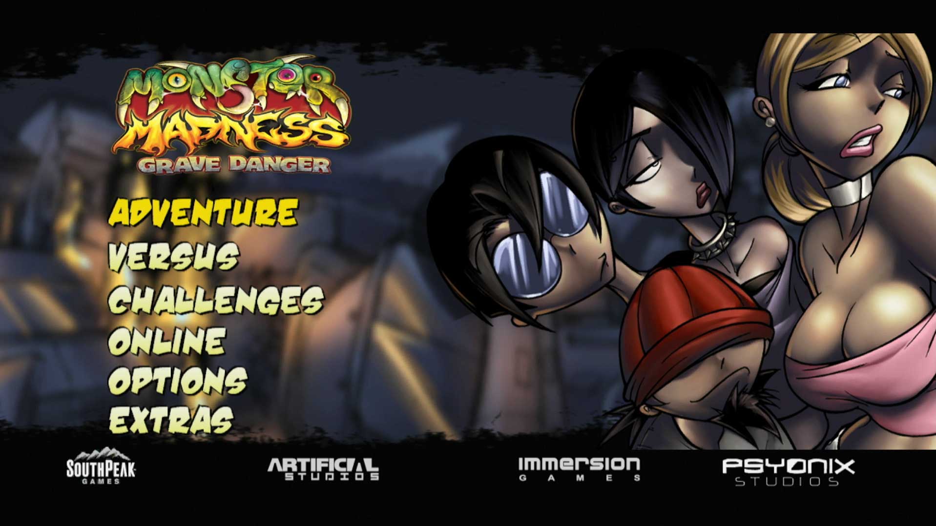 video game main menu screen