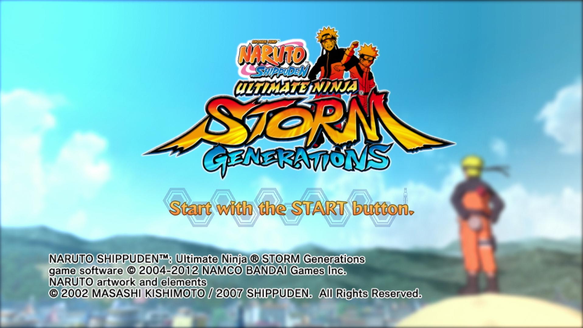 game title press start screen