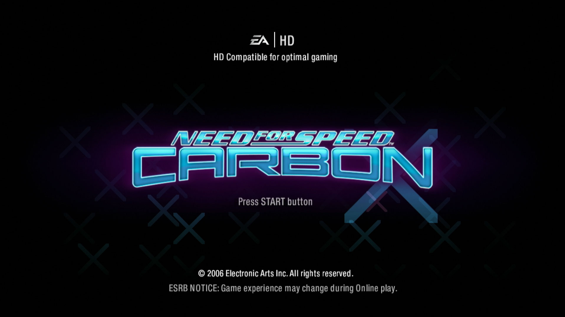 game title press start screen