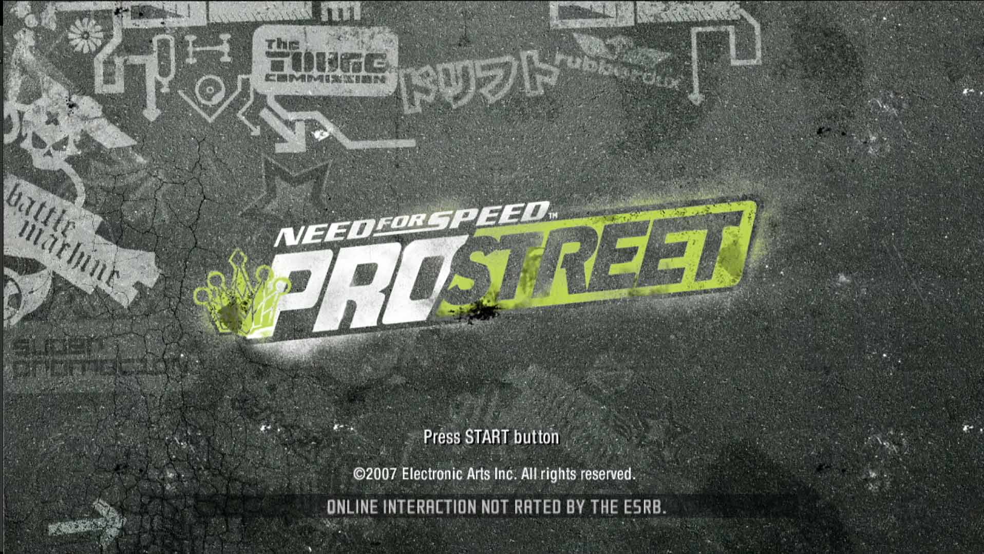 game title press start screen