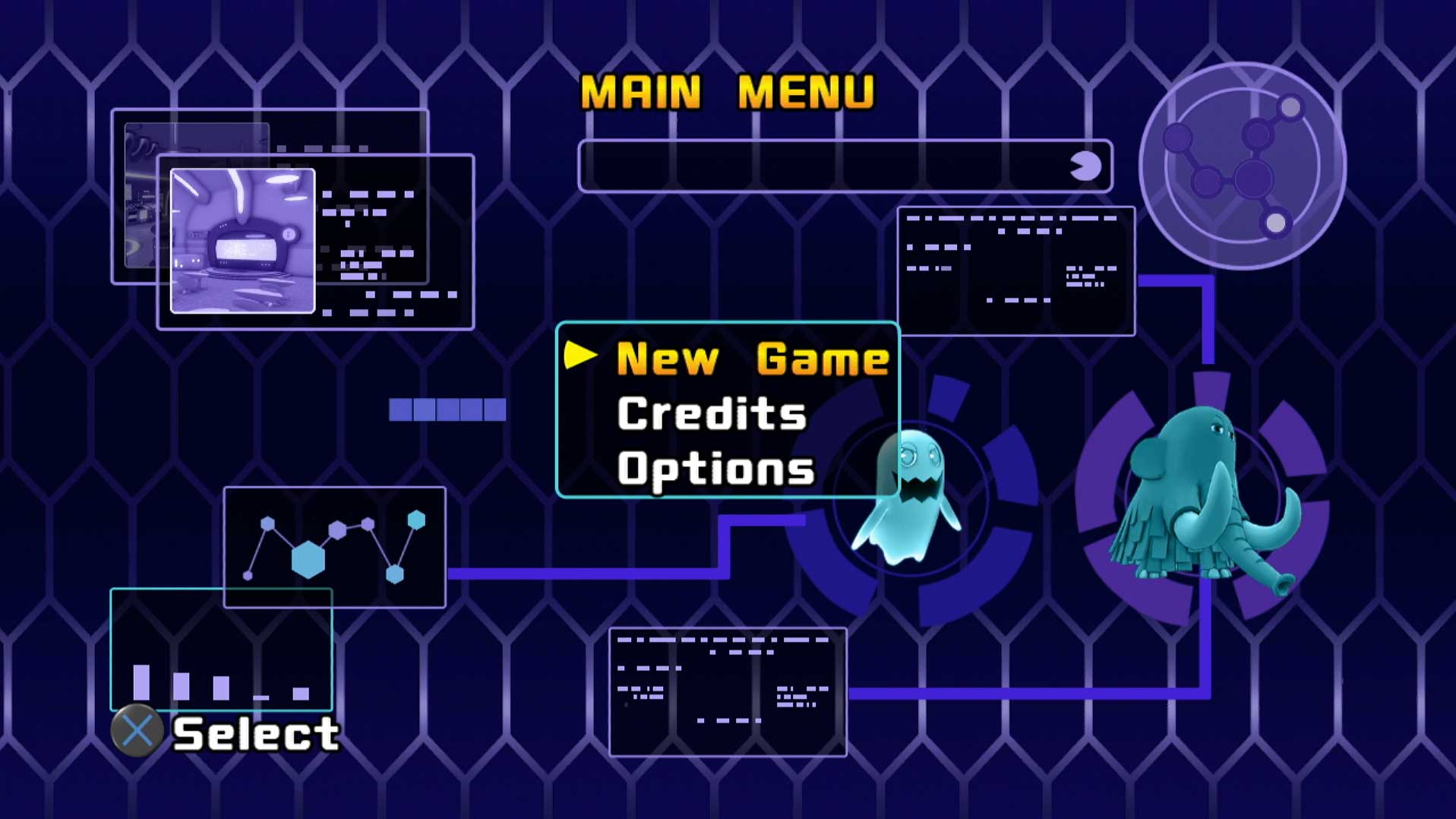 video game main menu screen