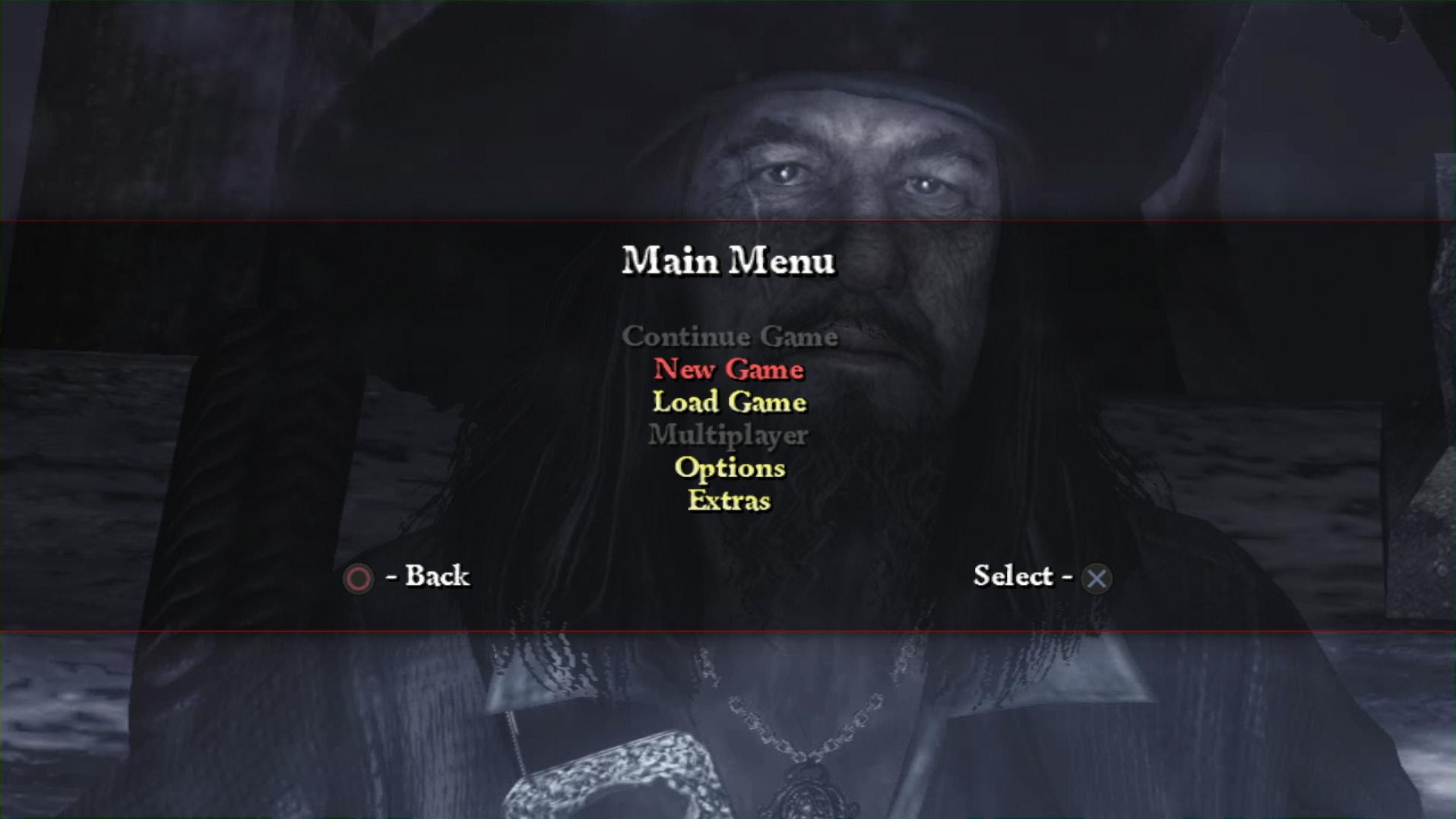 video game main menu screen