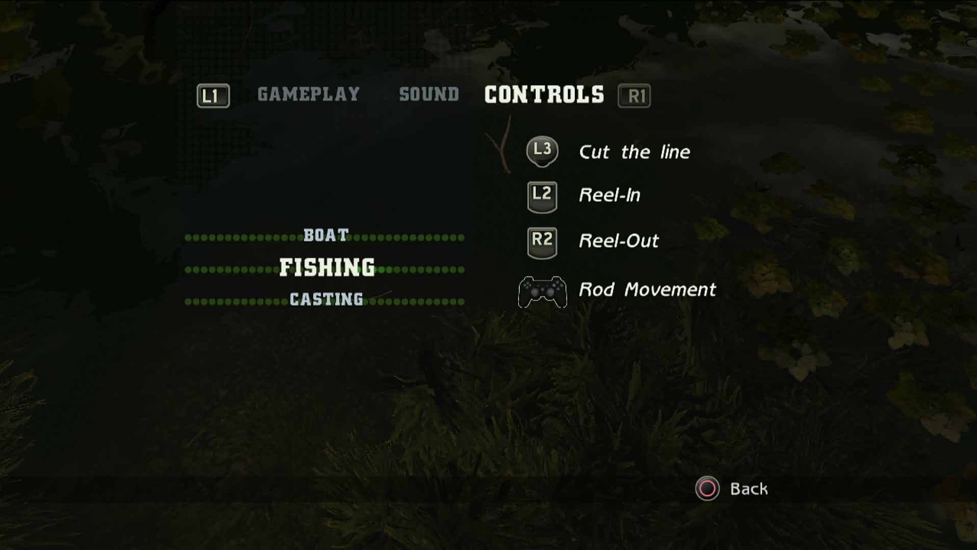 game controller button layout fishing