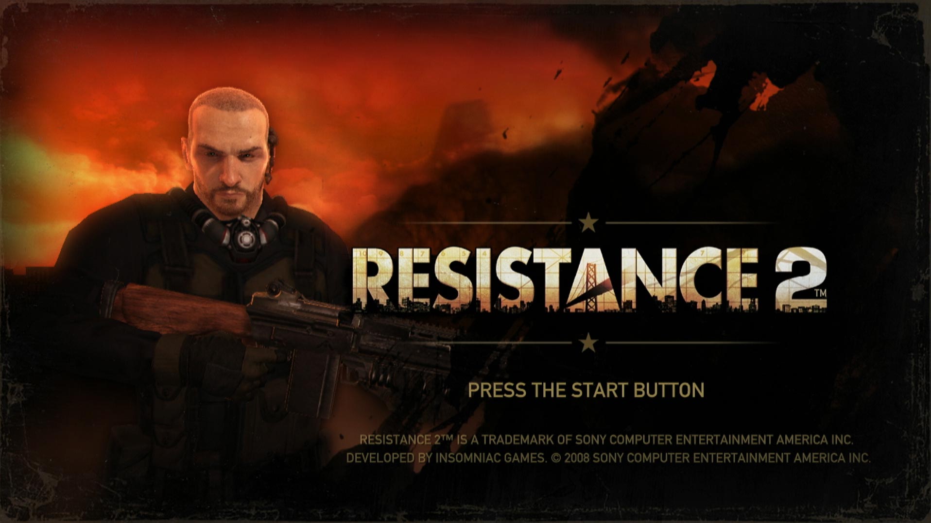 game title press start screen