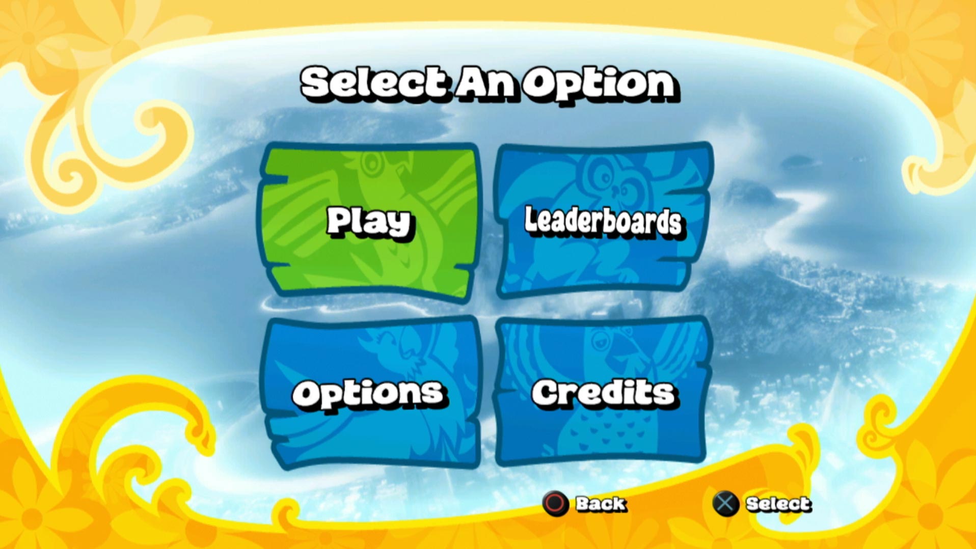 video game main menu screen