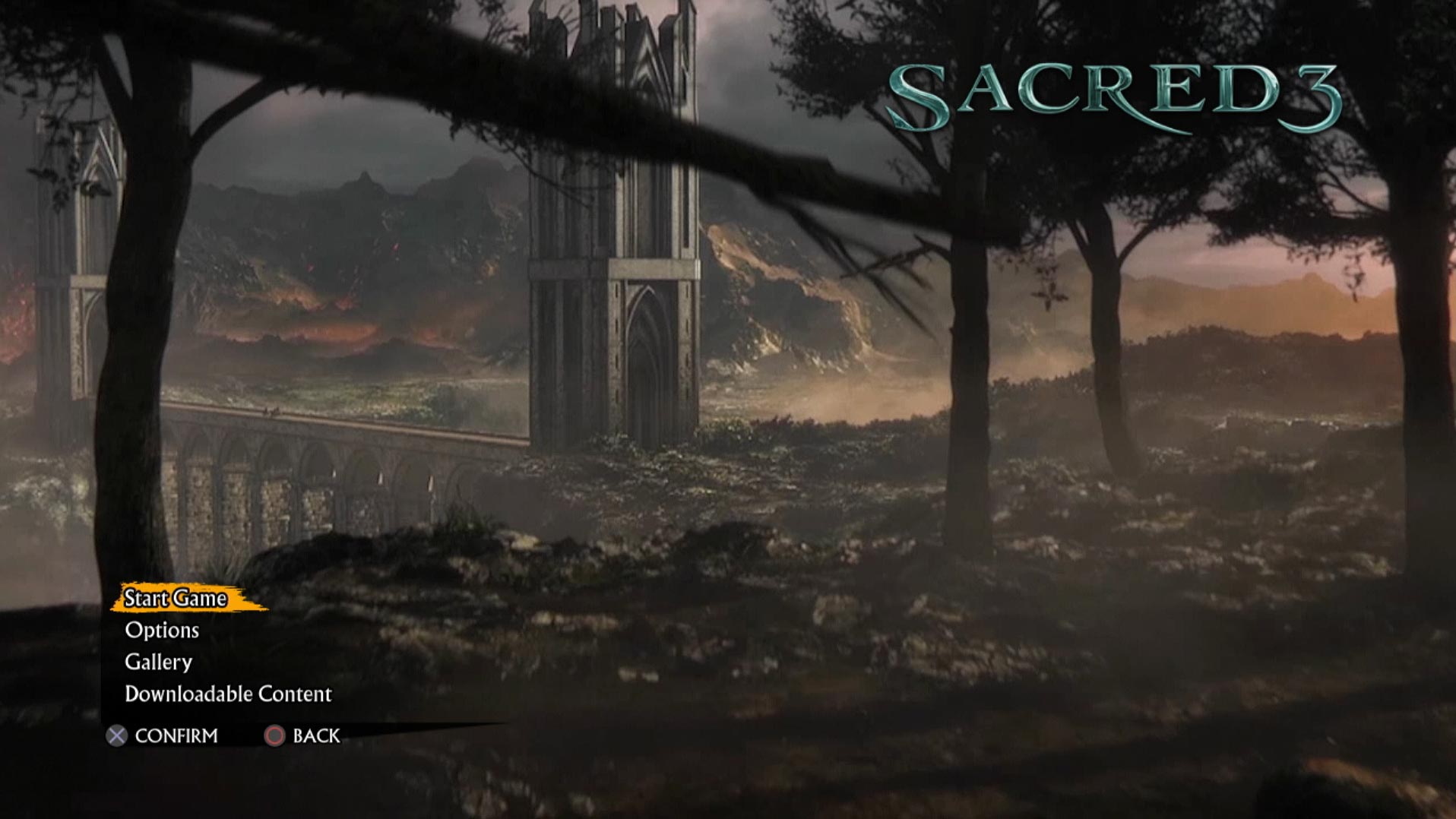 video game main menu screen