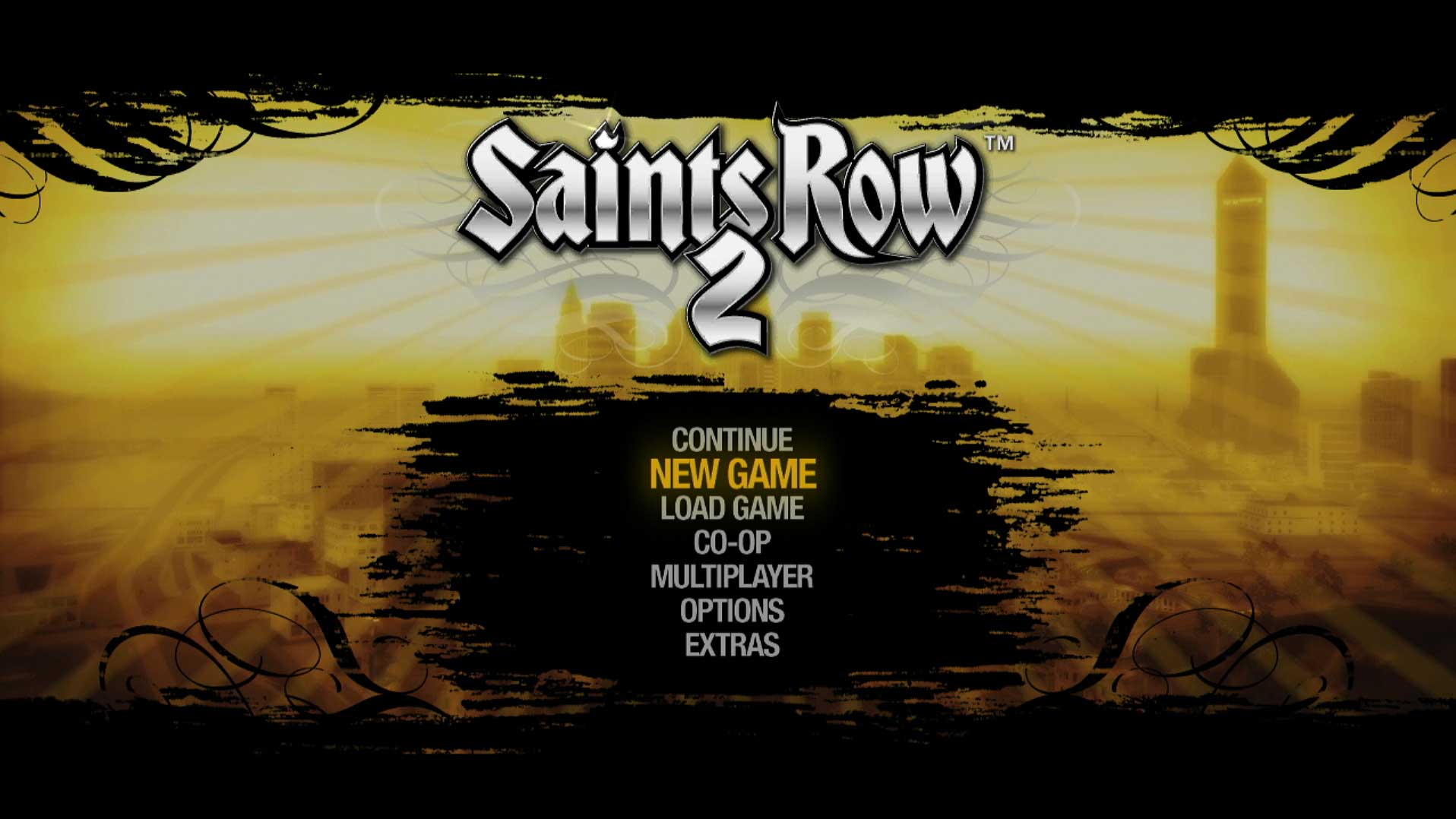 video game main menu screen