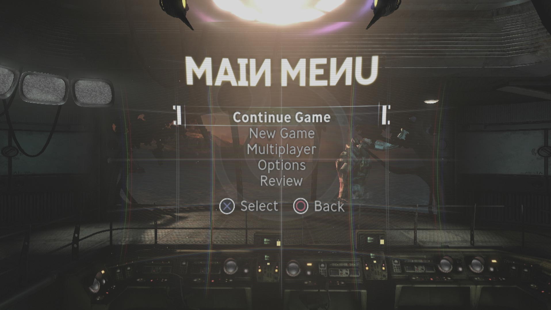 video game main menu screen