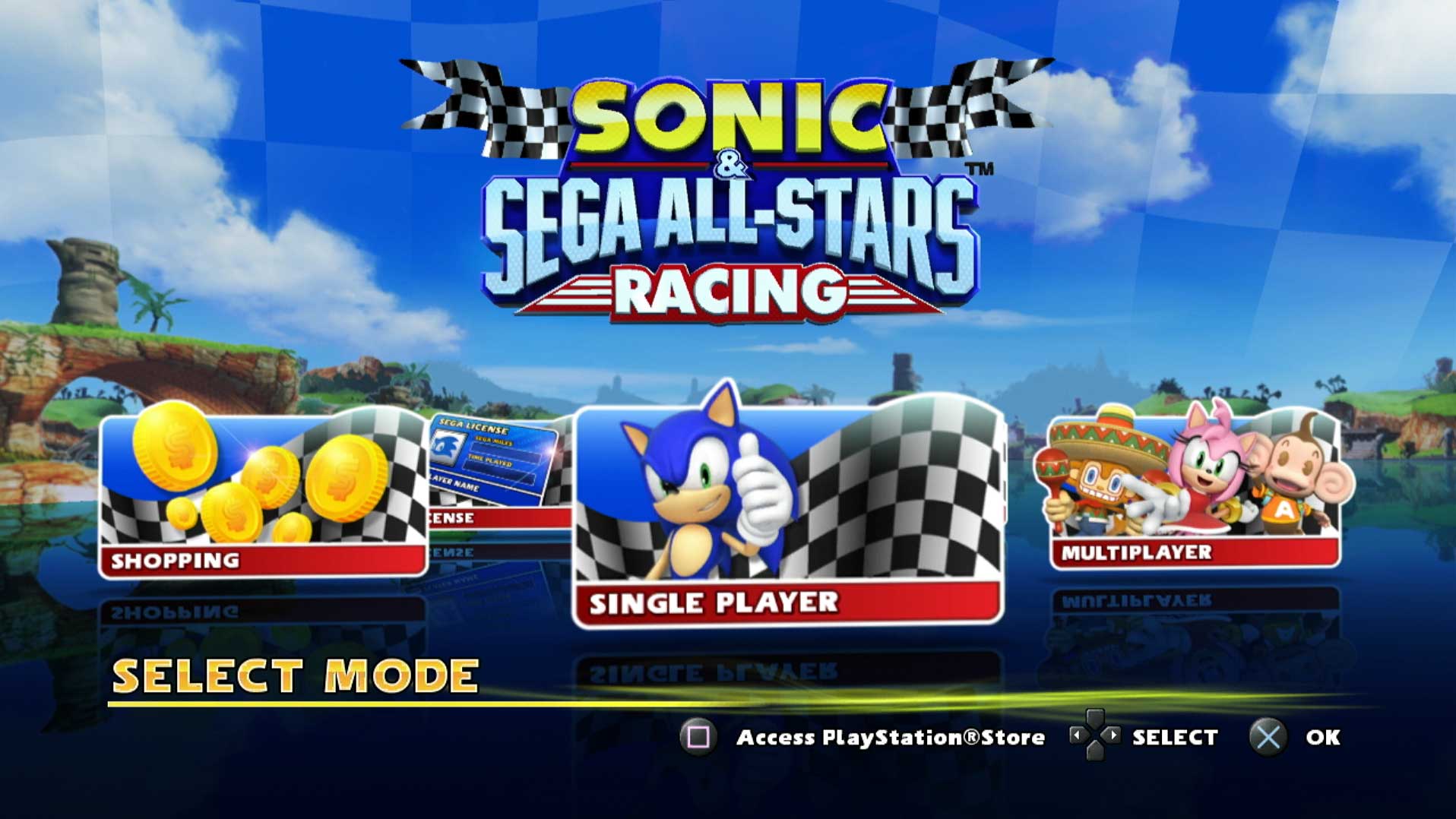 video game main menu screen