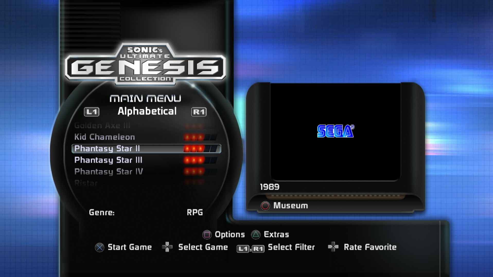 video game main menu screen