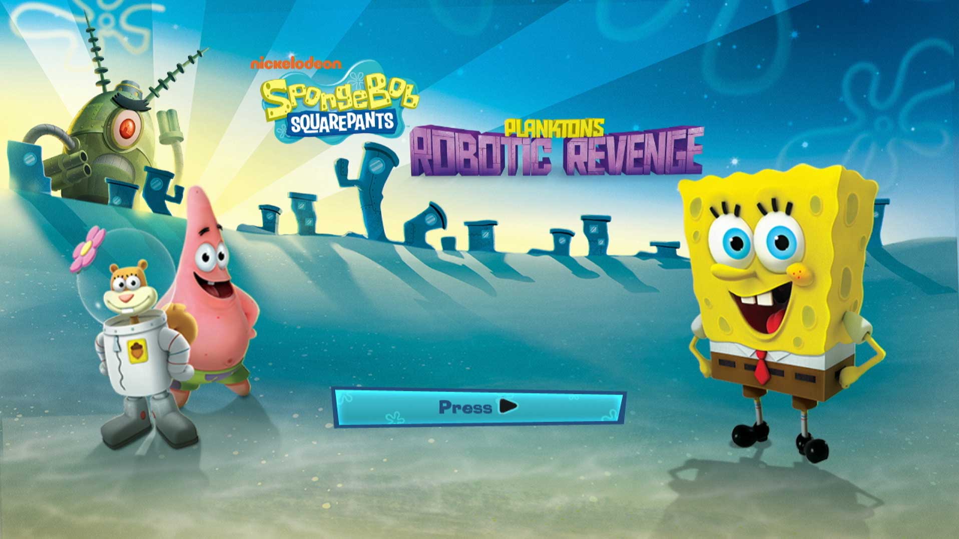 game title press start screen