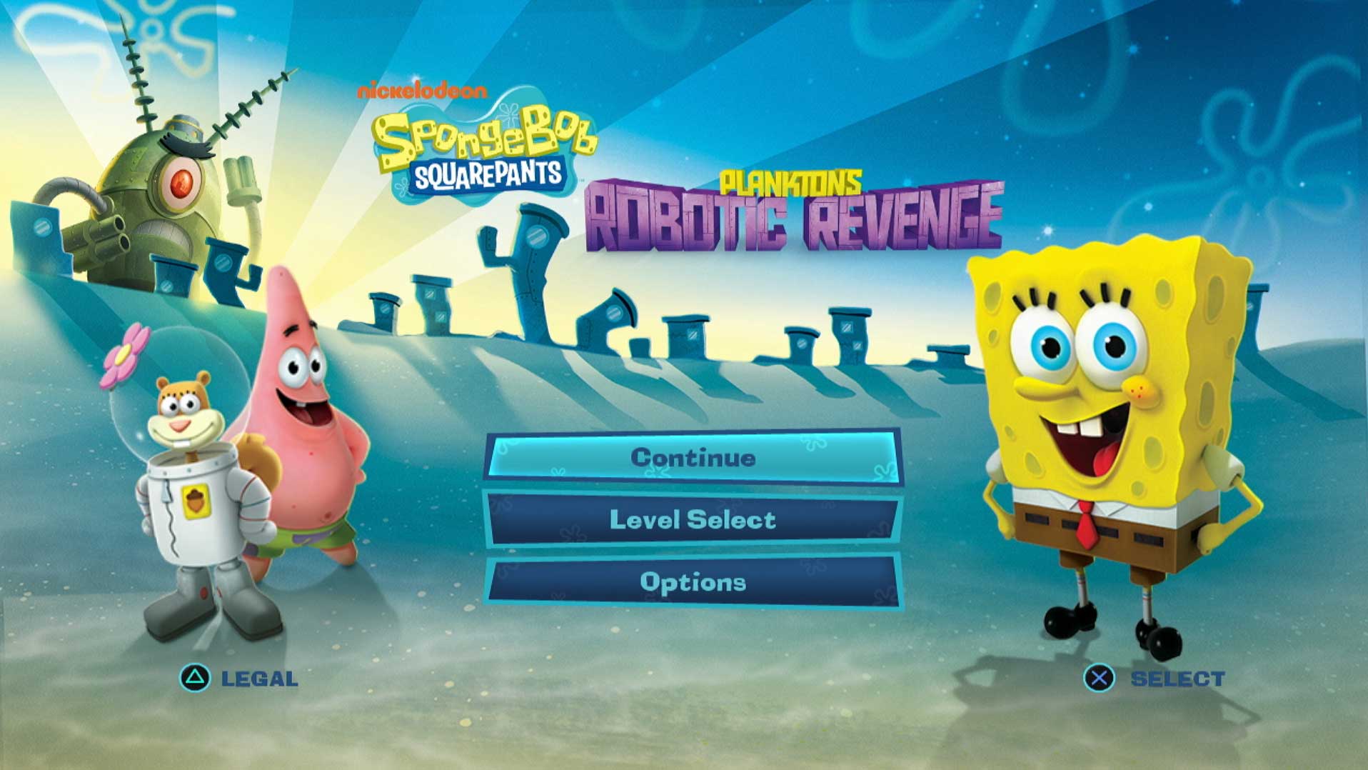 video game main menu screen