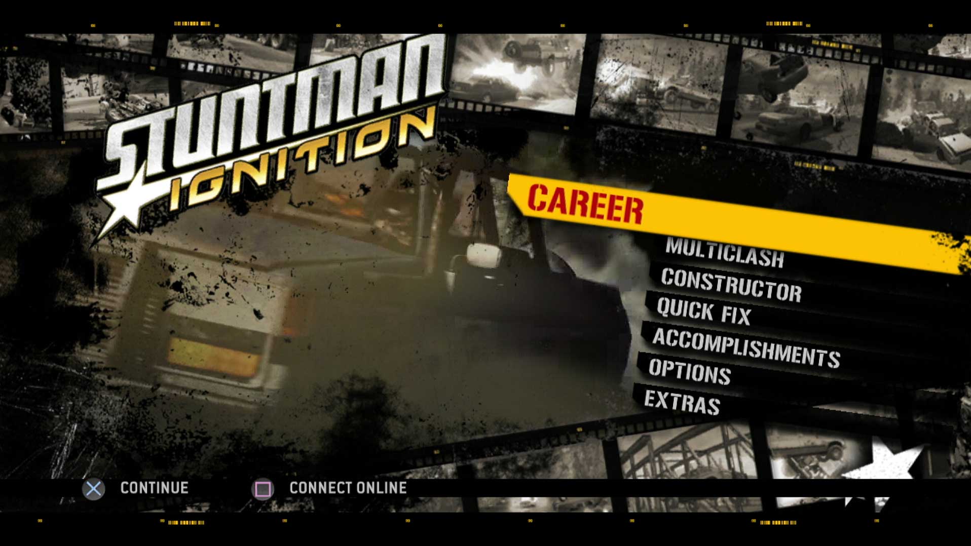 video game main menu screen