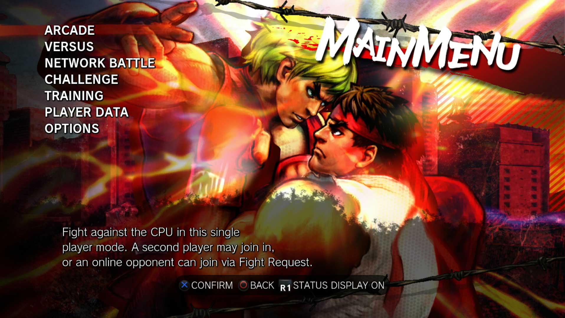 video game main menu screen