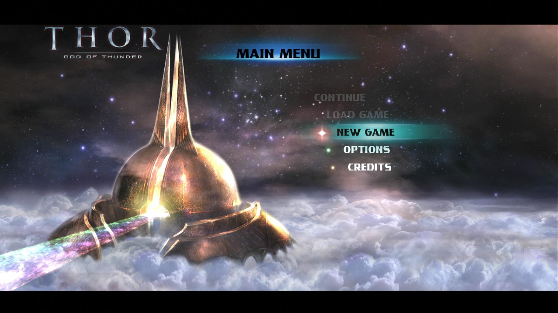 video game main menu screen