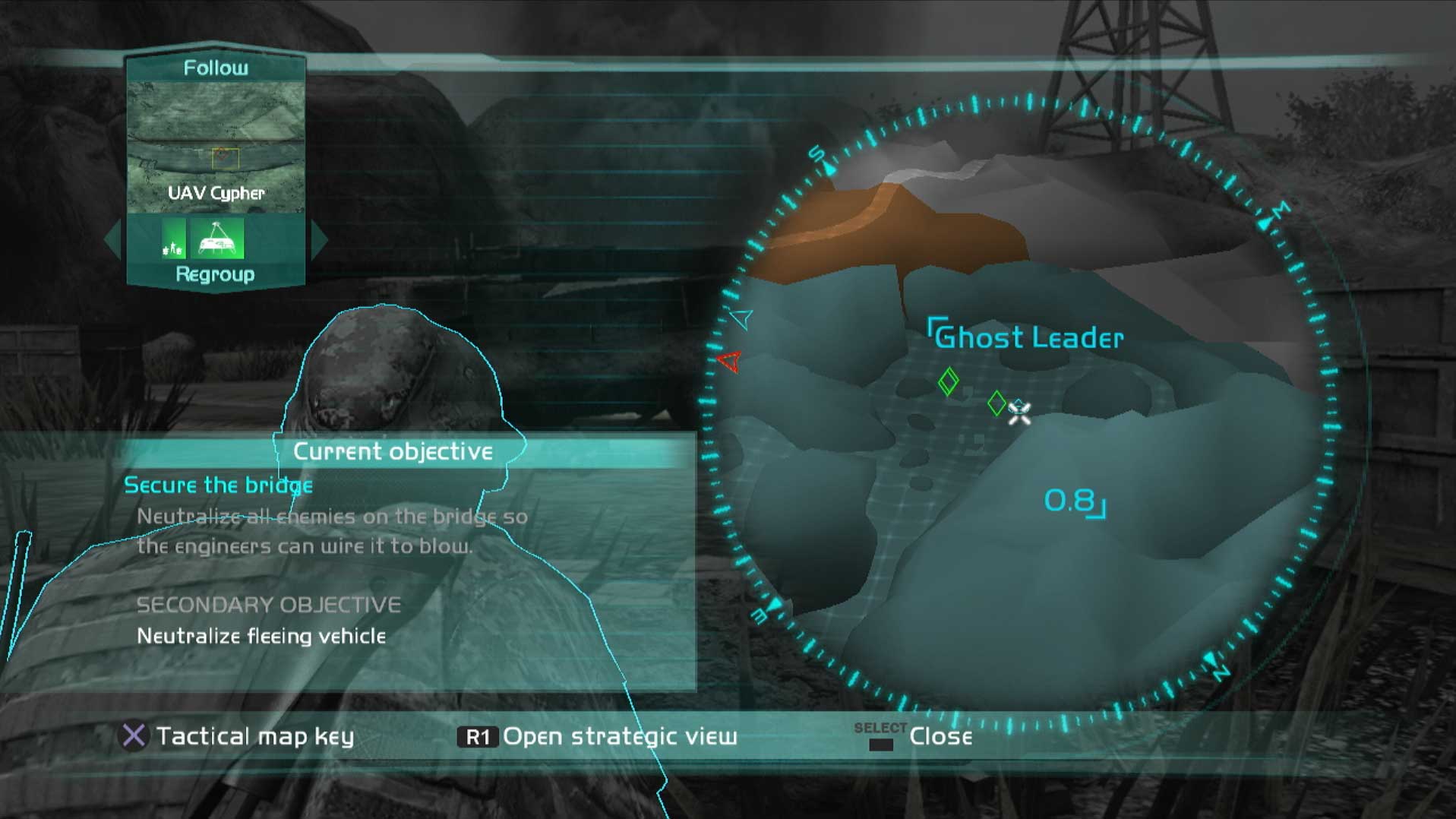 Ghost Recon Advanced Warfighter PS3 game objectives map