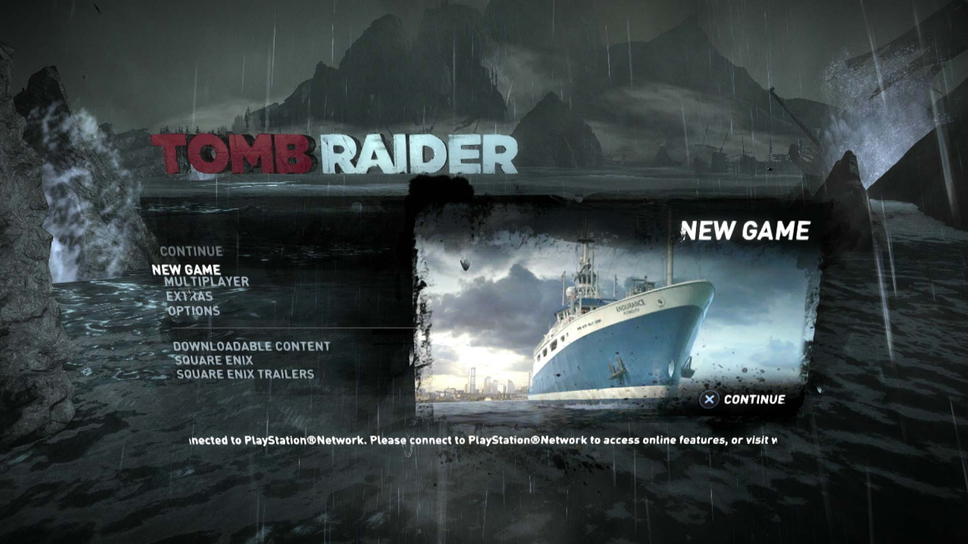 video game main menu screen