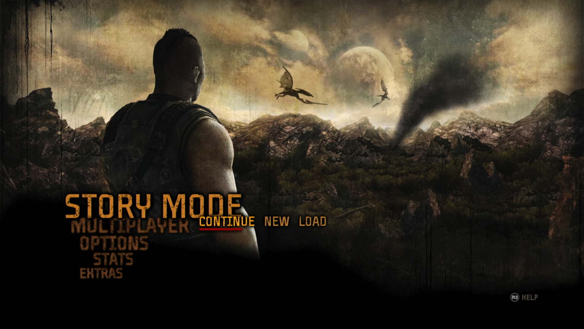 video game main menu screen