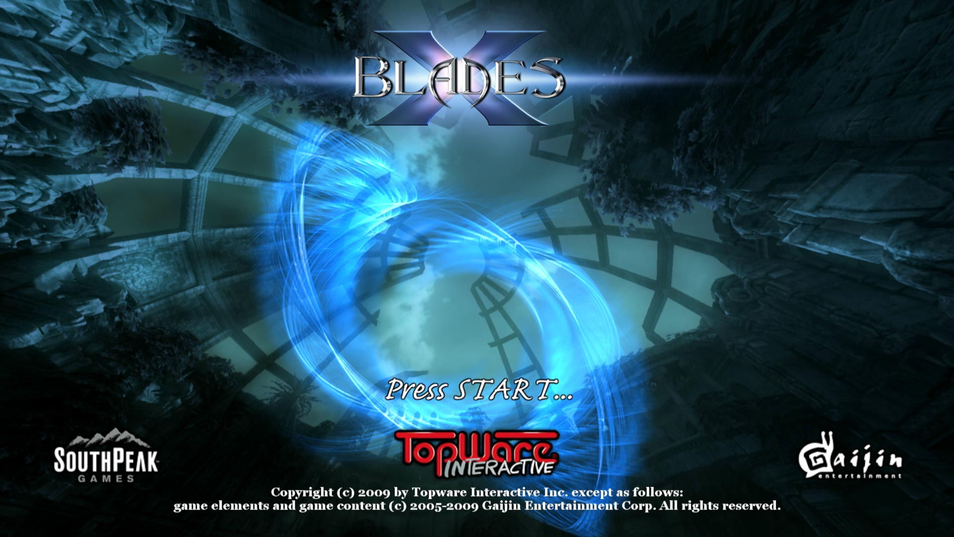 X-Blades PS3 game start title screen