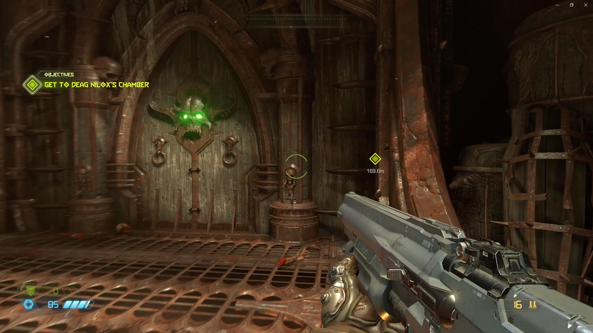 DOOM Eternal PS4 gate green glowing eyes