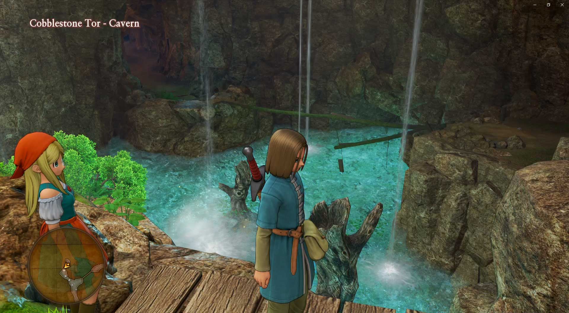 Dragon Quest XI Echoes of An Elusive Age PS4 waterfall hero gameplay