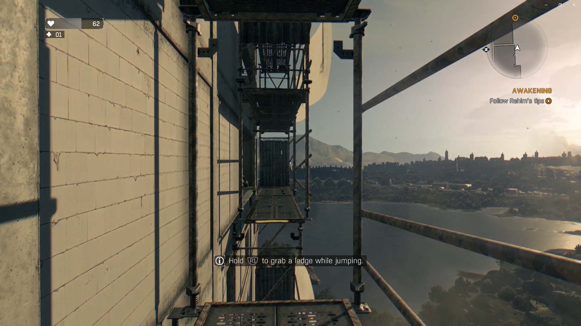 Dying Light PS4 jumping ledge side building