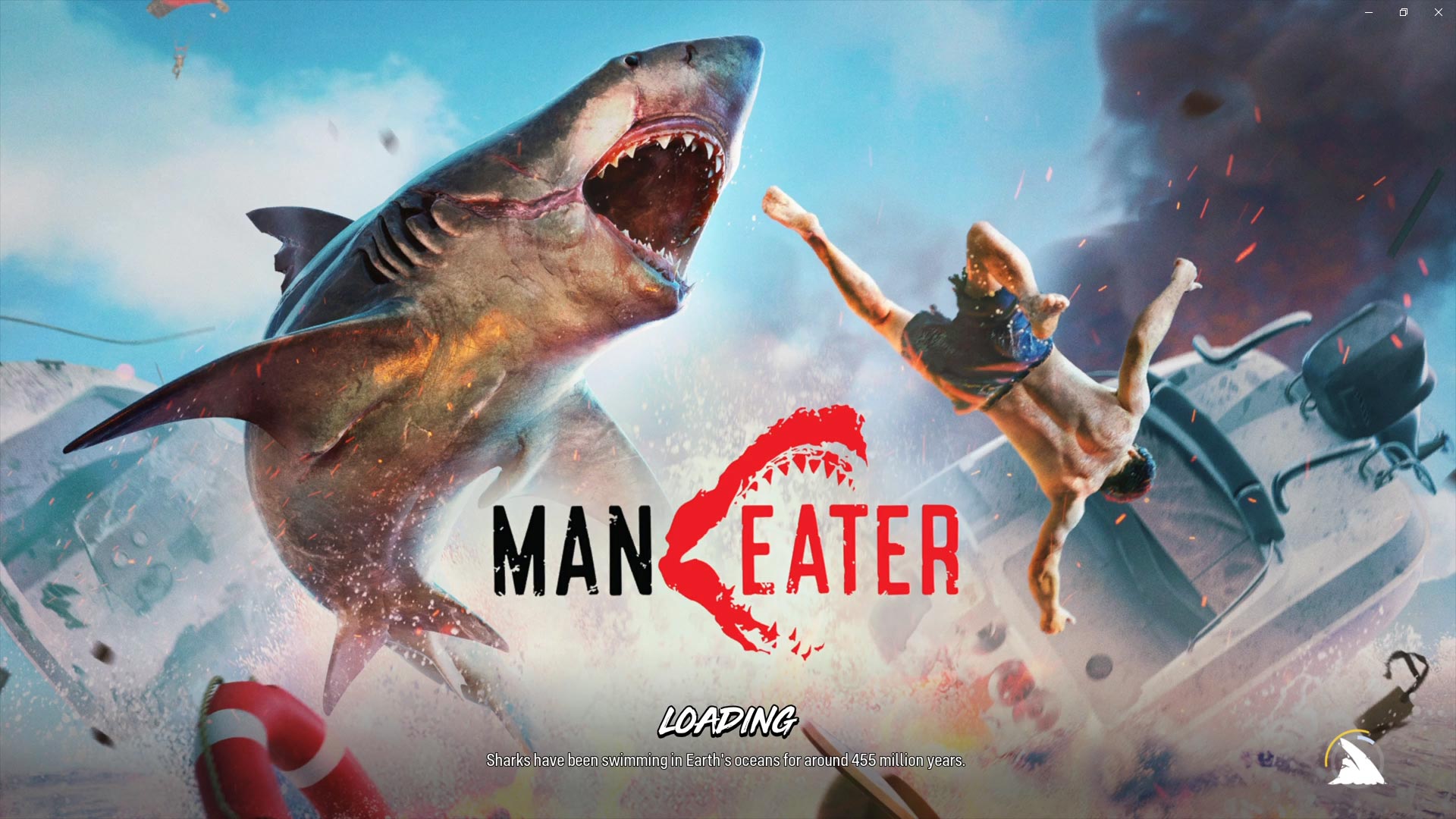 Maneater PS4 game title loading screen