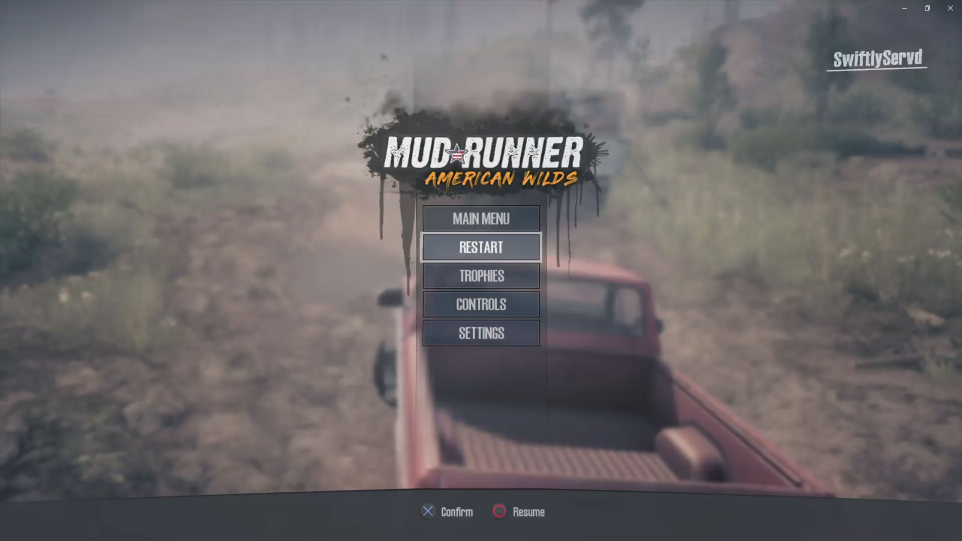 MudRunner American Wilds Edition PS4 game main menu screen