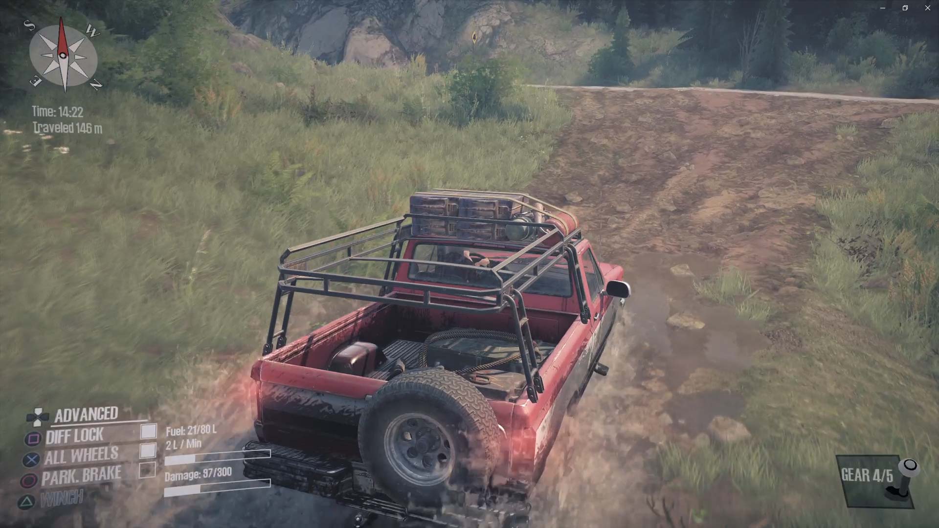 MudRunner American Wilds Edition PS4 roll bar red truck