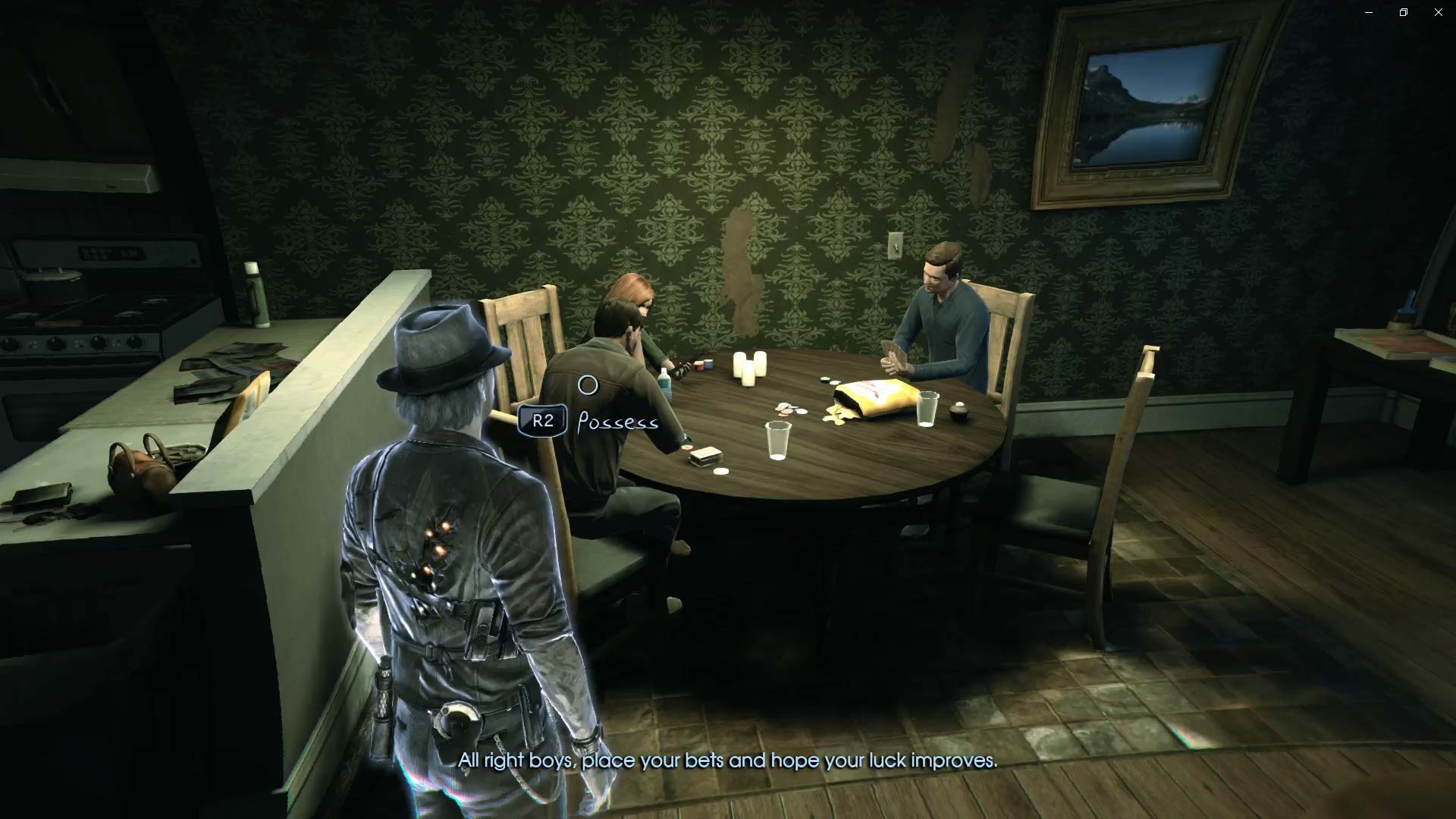 Murdered Soul Suspect PS4 dining table conversation